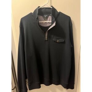 Ted Baker half zip pullover size small navy blue  Pocket with button
